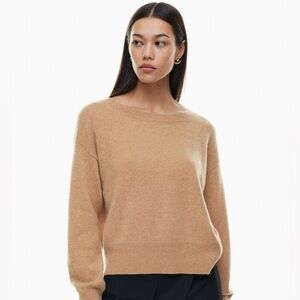 Aritzia Babaton Sz L Session Light Brown Camel Cashmere Relaxed Sweater